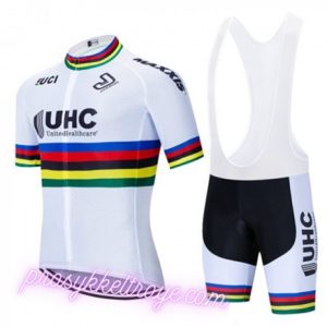 2020 UHC UCI World Champion Herre N001 Bib sykkelshorts med seler sykkeldrakt sett - Kortermet